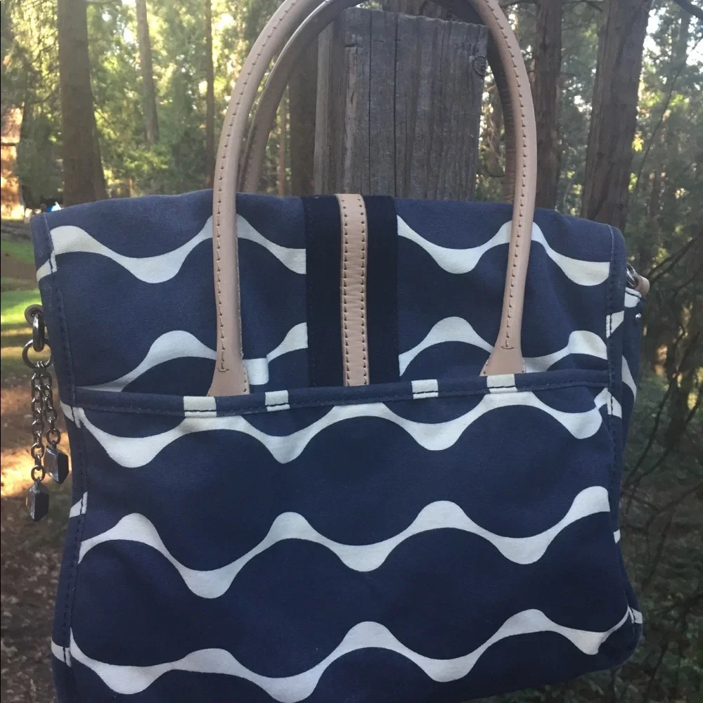 Juicy Couture navy and cream canvas satchel - Picture 5 of 7